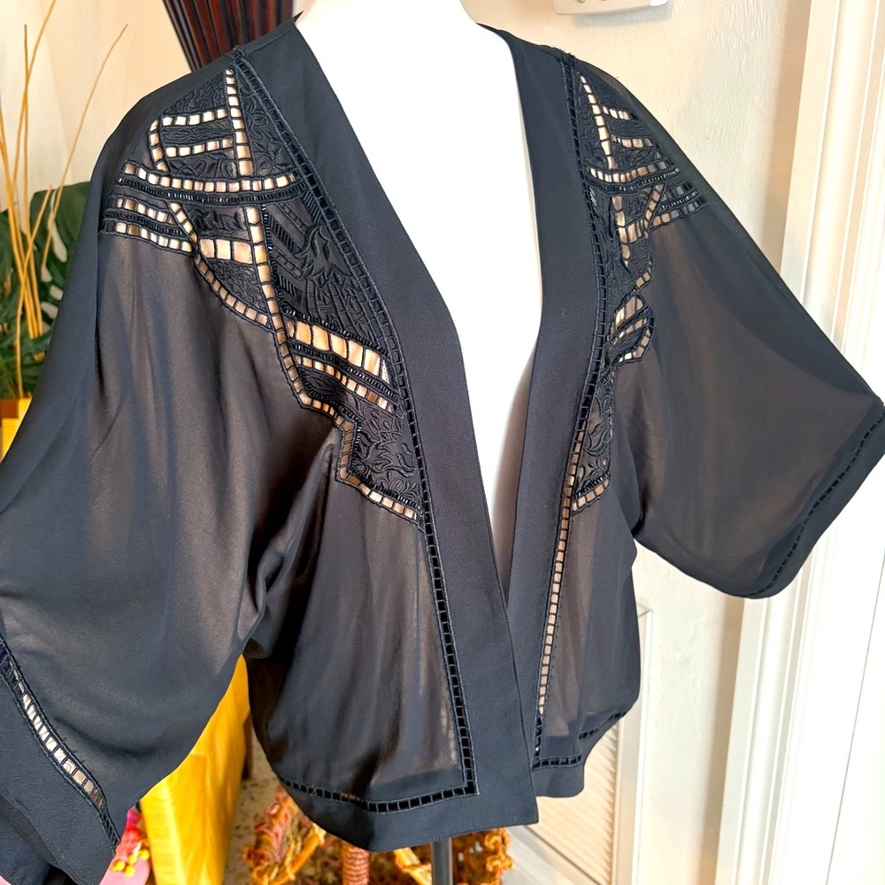 Anthropologie Black Sheer Kimono Jacket